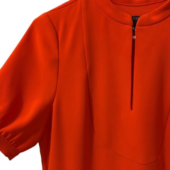 J.Crew Women's Orange Shift Dress Short Sleeve Front Keyhole Neck Size 4 - Picture 5 of 8